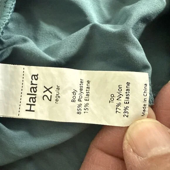 Halara Breezful Women's 2X High Waisted Crossover Quick Dry Stone Blue Wide Leg - Picture 9 of 11